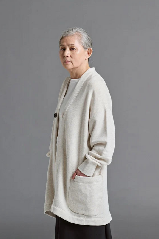 Japanese premium haori jacket made in Japan - relaxed fit kimono style front view
