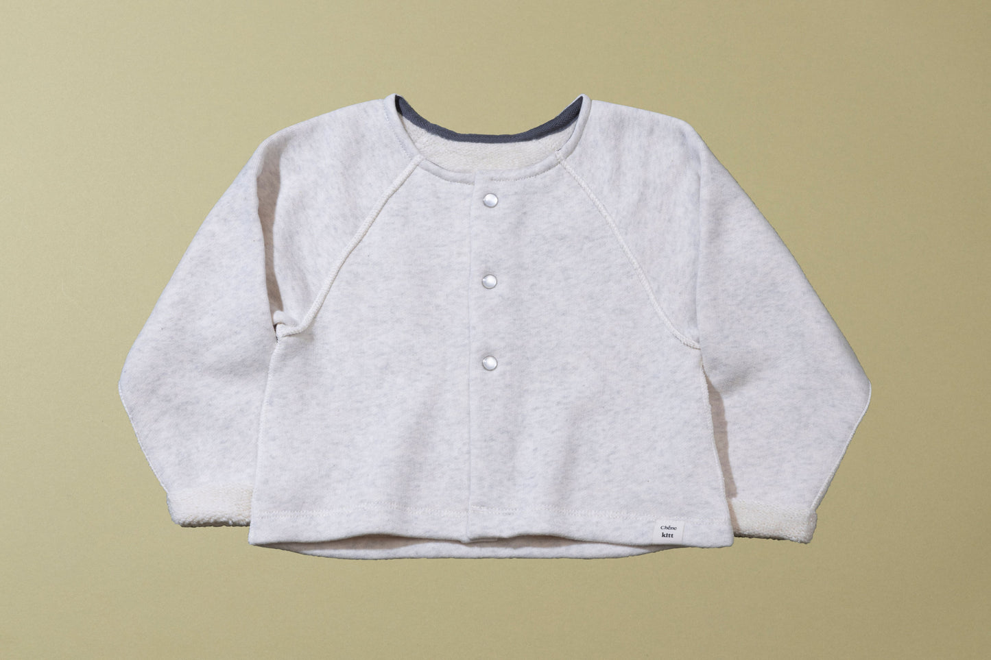 Premium Japanese kids Haori (relaxed jacket) made in Japan in oatmeal - front view children's wear