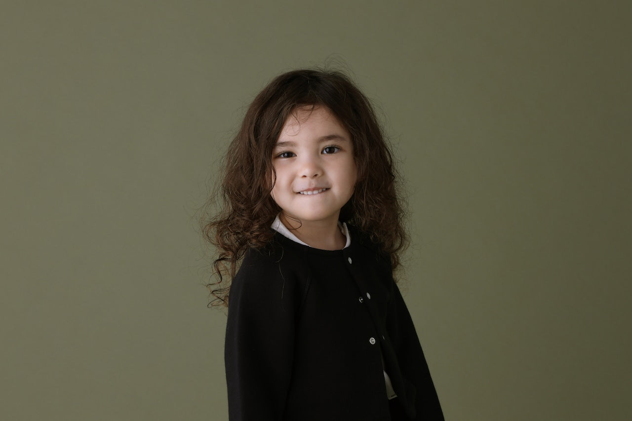 Japanese children's cardigan made in Japan - comfortable everyday wear front view